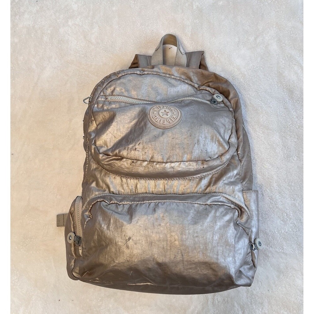 KIPLING SEOUL GO Designer Padded Backpack Metallic Rose Gold Travel